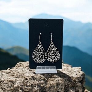 Vintage Silpada Sterling Silver Teardrop Mesh Earrings W1519